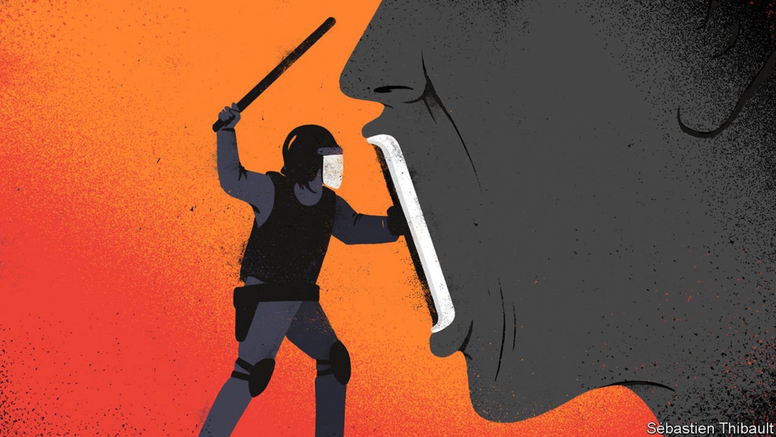 بستن دهان به زور، نماد سرکوب آزادی بیان.