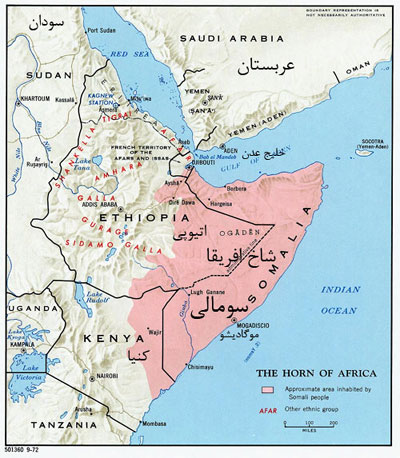 نقشه شاخ آفریقا.