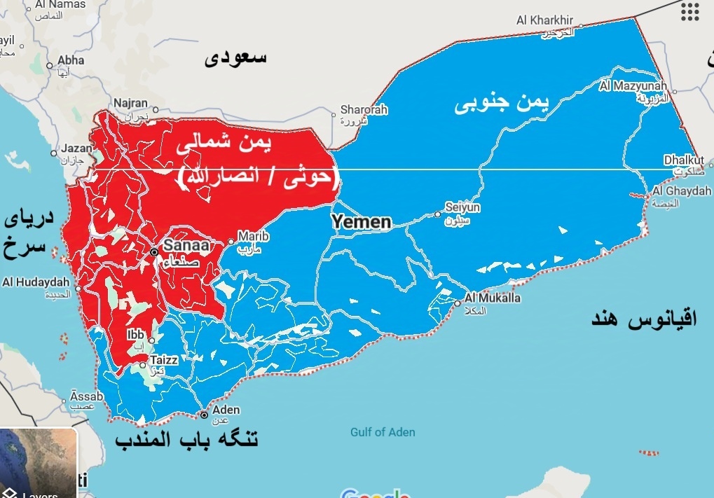 نقشه جنگ یمن.