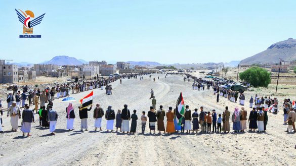 تجمع مسلحانه قبایل سنحان در صنعا برای حمایت از فلسطین.